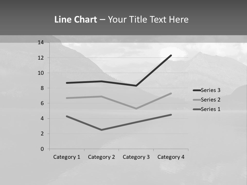 A Black And White Photo Of A Lake With Mountains In The Background PowerPoint Template