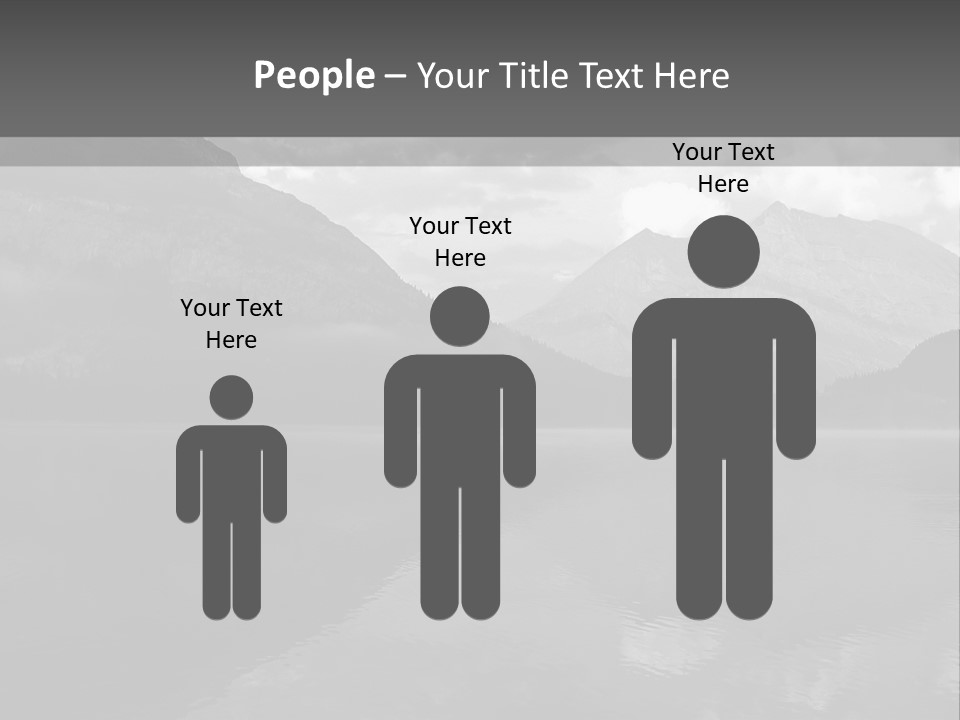 A Black And White Photo Of A Lake With Mountains In The Background PowerPoint Template