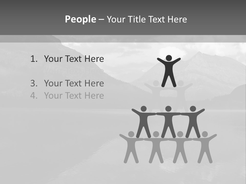 A Black And White Photo Of A Lake With Mountains In The Background PowerPoint Template