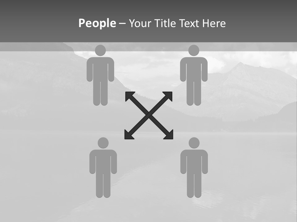 A Black And White Photo Of A Lake With Mountains In The Background PowerPoint Template