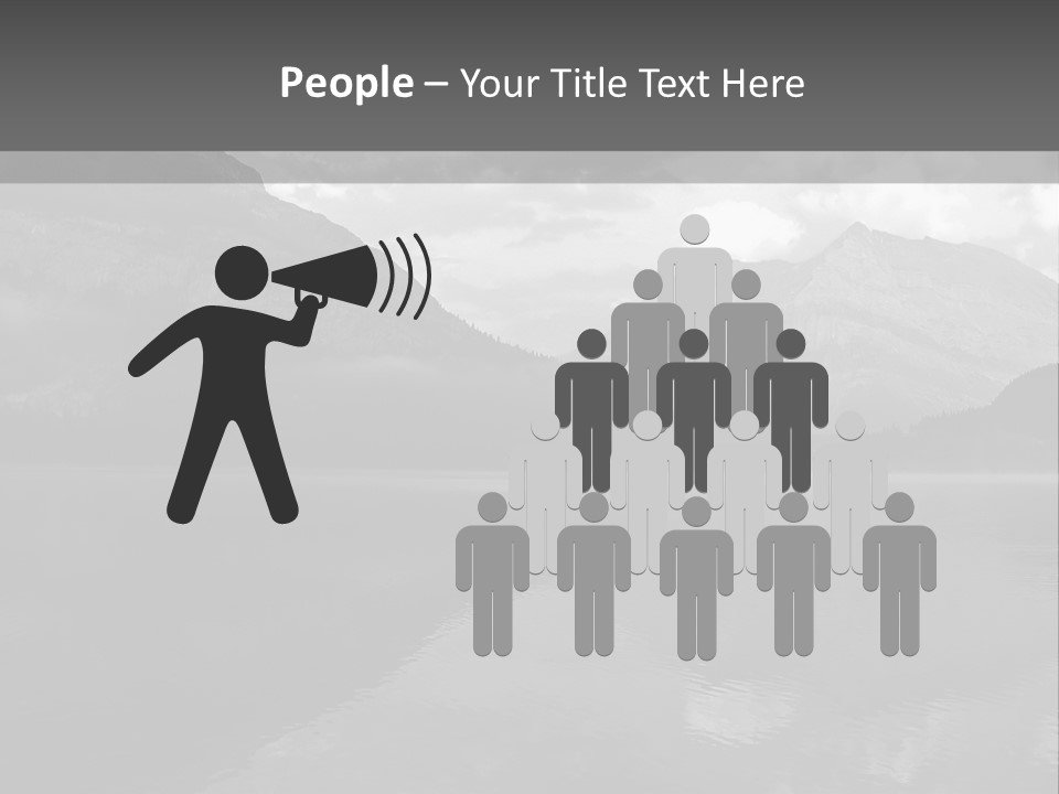 A Black And White Photo Of A Lake With Mountains In The Background PowerPoint Template