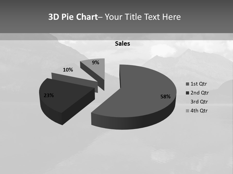 A Black And White Photo Of A Lake With Mountains In The Background PowerPoint Template