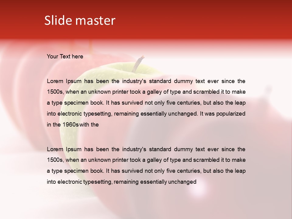 A Green Apple Is The Odd One Out In A Line Of Red PowerPoint Template