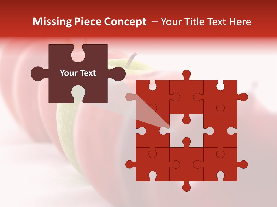 A Green Apple Is The Odd One Out In A Line Of Red PowerPoint Template