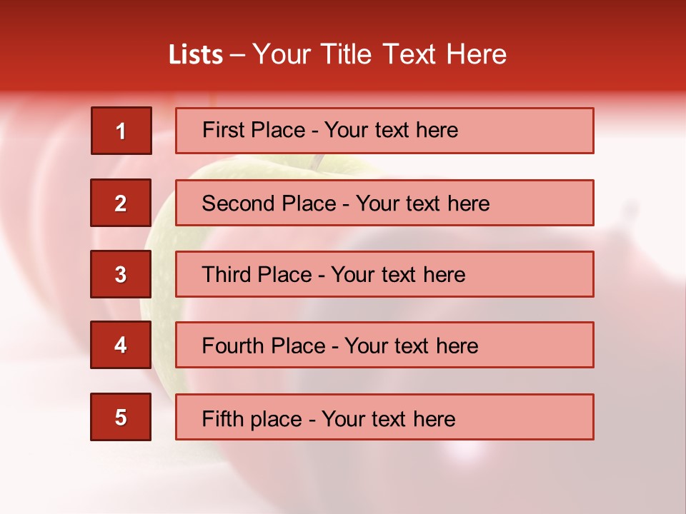 A Green Apple Is The Odd One Out In A Line Of Red PowerPoint Template