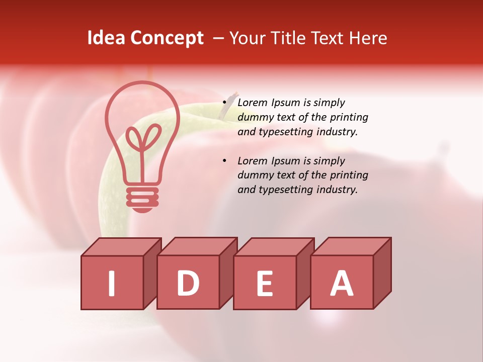 A Green Apple Is The Odd One Out In A Line Of Red PowerPoint Template