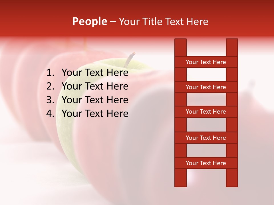 A Green Apple Is The Odd One Out In A Line Of Red PowerPoint Template