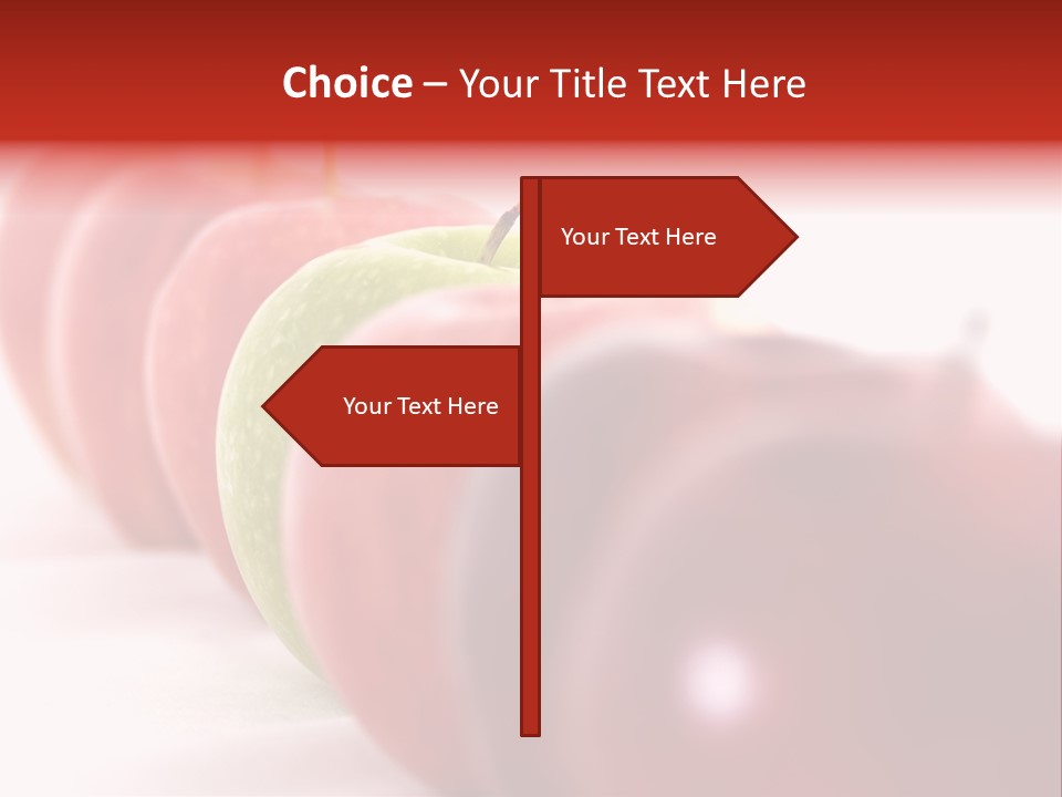A Green Apple Is The Odd One Out In A Line Of Red PowerPoint Template