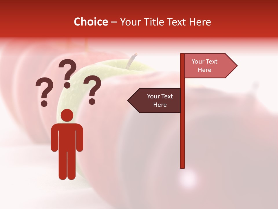 A Green Apple Is The Odd One Out In A Line Of Red PowerPoint Template