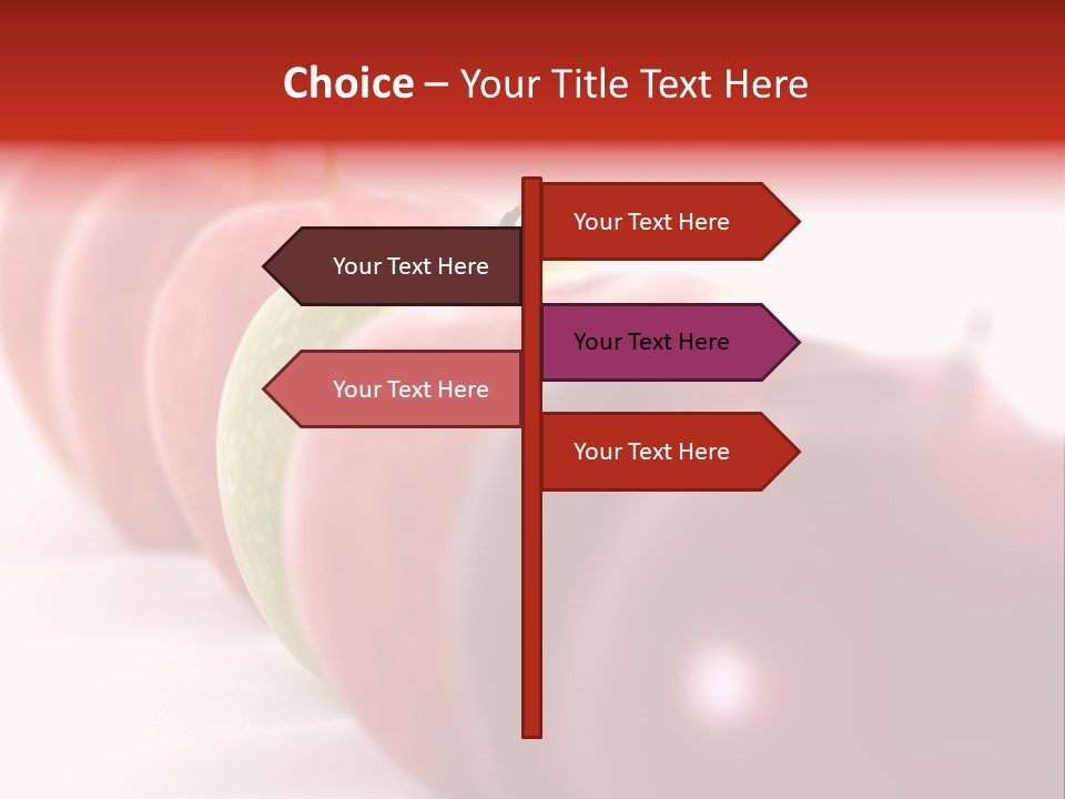 A Green Apple Is The Odd One Out In A Line Of Red PowerPoint Template