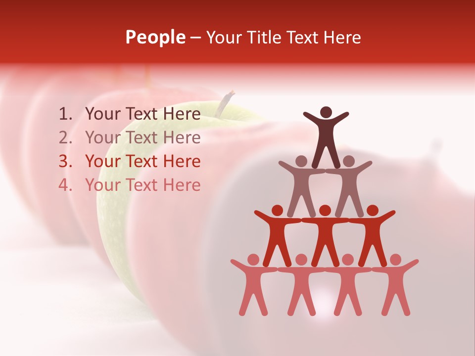 A Green Apple Is The Odd One Out In A Line Of Red PowerPoint Template