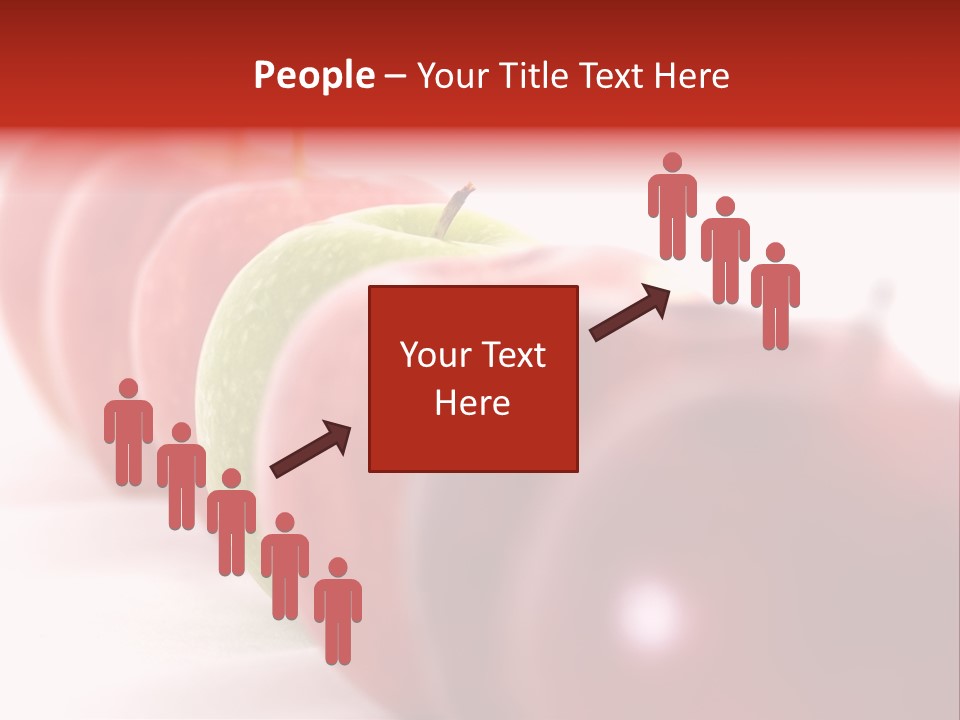 A Green Apple Is The Odd One Out In A Line Of Red PowerPoint Template