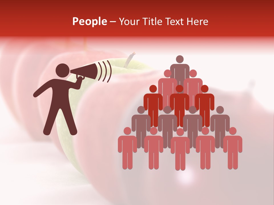 A Green Apple Is The Odd One Out In A Line Of Red PowerPoint Template