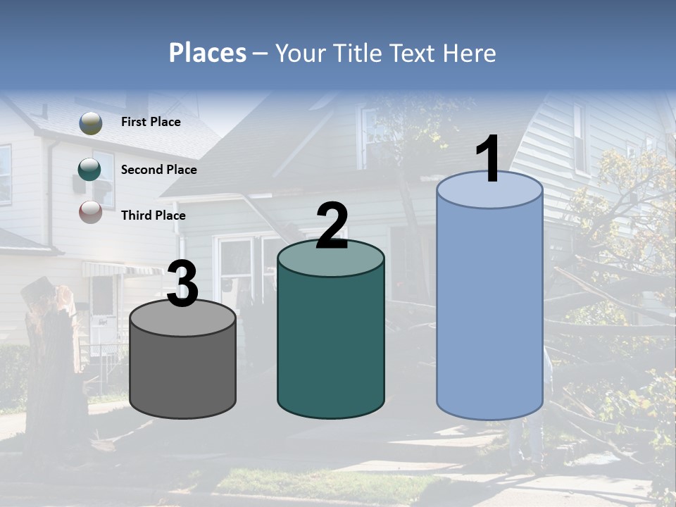 Damaged House From Tree Collapse Due To Storm PowerPoint Template