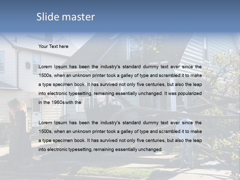 Damaged House From Tree Collapse Due To Storm PowerPoint Template