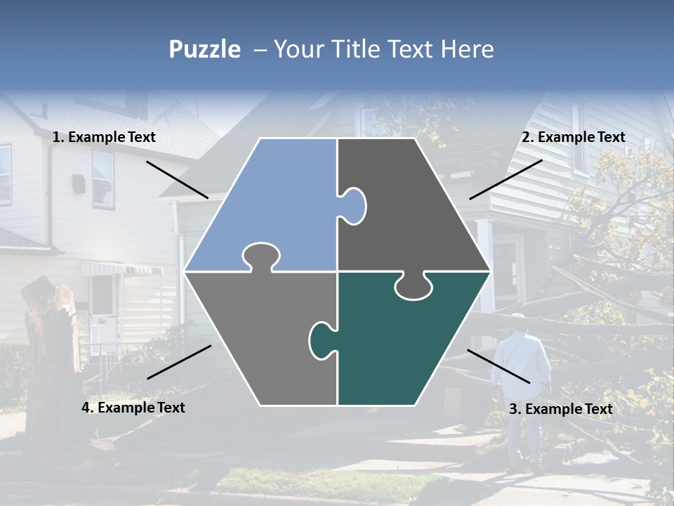 Damaged House From Tree Collapse Due To Storm PowerPoint Template