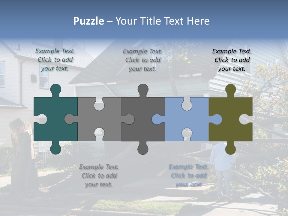 Damaged House From Tree Collapse Due To Storm PowerPoint Template