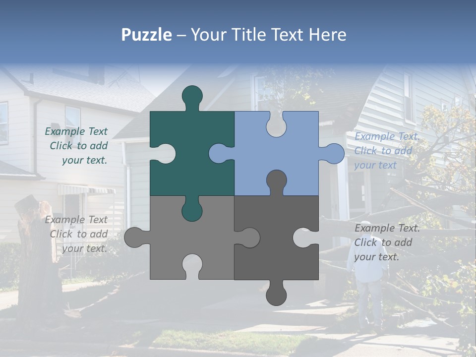 Damaged House From Tree Collapse Due To Storm PowerPoint Template