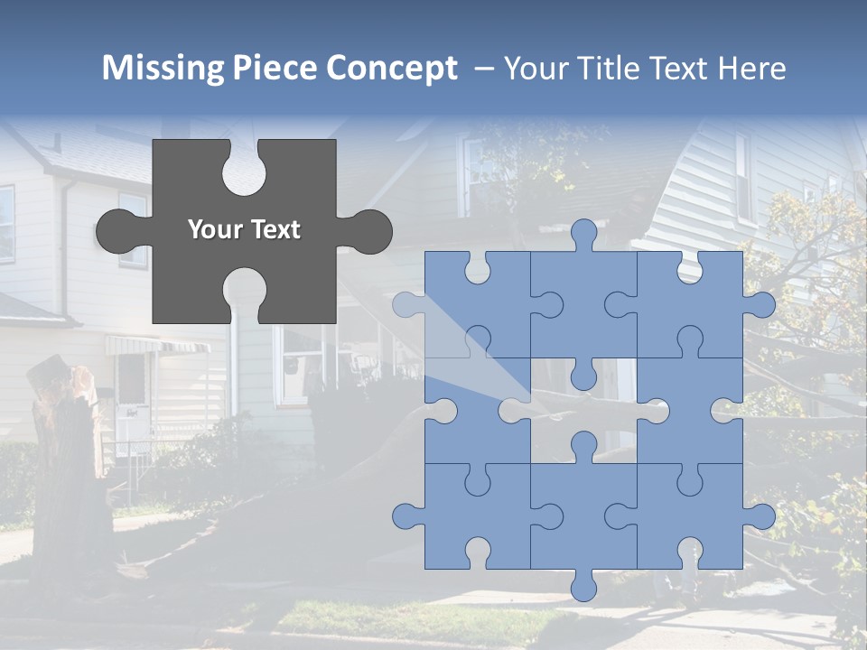 Damaged House From Tree Collapse Due To Storm PowerPoint Template