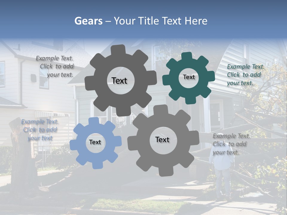Damaged House From Tree Collapse Due To Storm PowerPoint Template