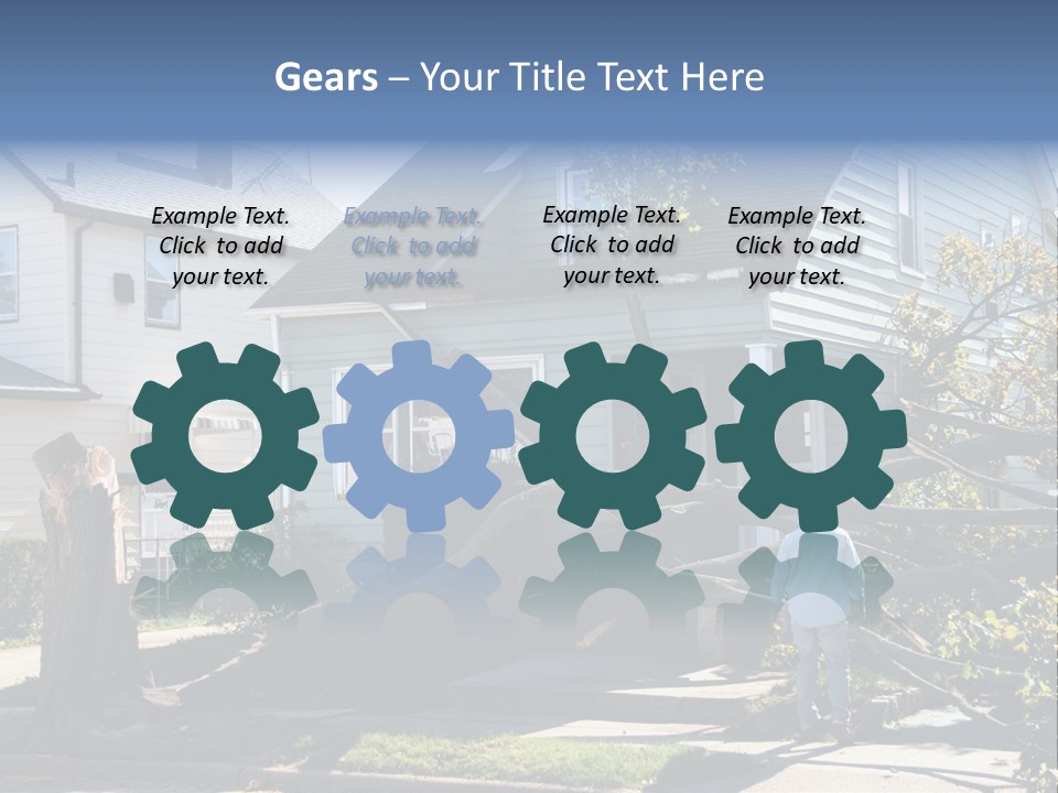 Damaged House From Tree Collapse Due To Storm PowerPoint Template