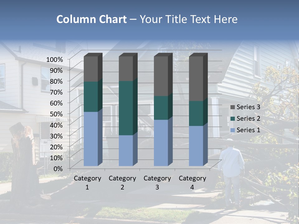 Damaged House From Tree Collapse Due To Storm PowerPoint Template