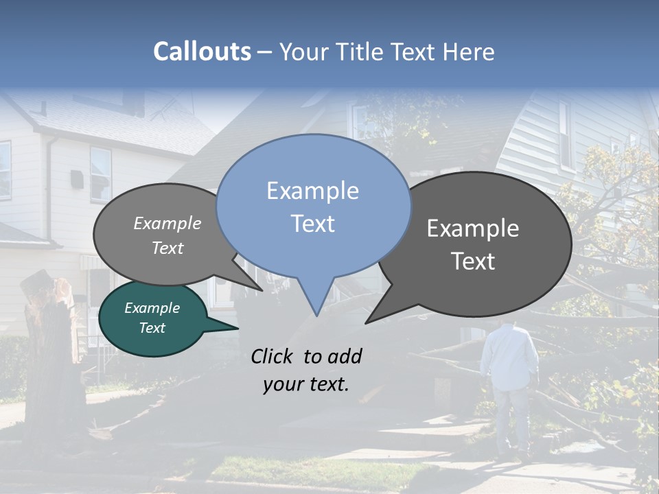 Damaged House From Tree Collapse Due To Storm PowerPoint Template