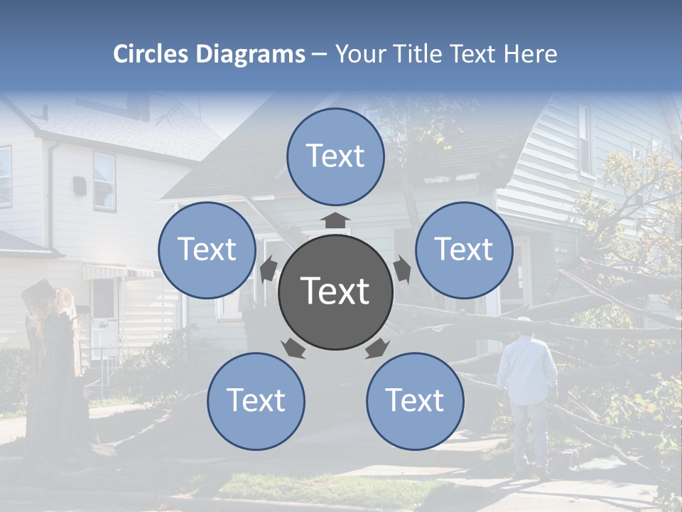 Damaged House From Tree Collapse Due To Storm PowerPoint Template