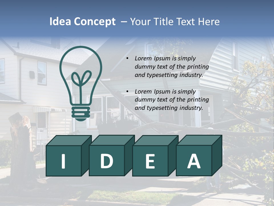 Damaged House From Tree Collapse Due To Storm PowerPoint Template