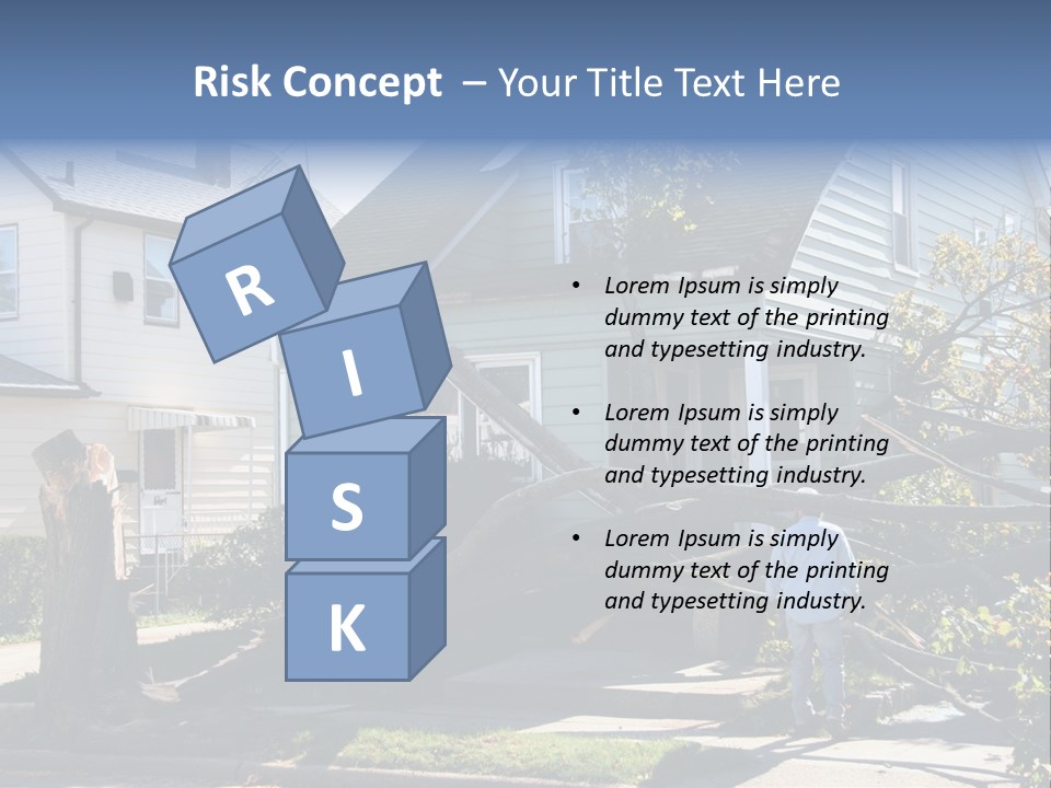 Damaged House From Tree Collapse Due To Storm PowerPoint Template