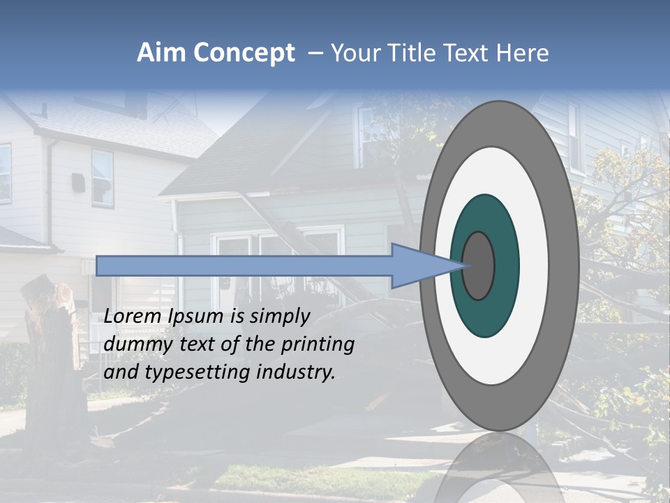 Damaged House From Tree Collapse Due To Storm PowerPoint Template