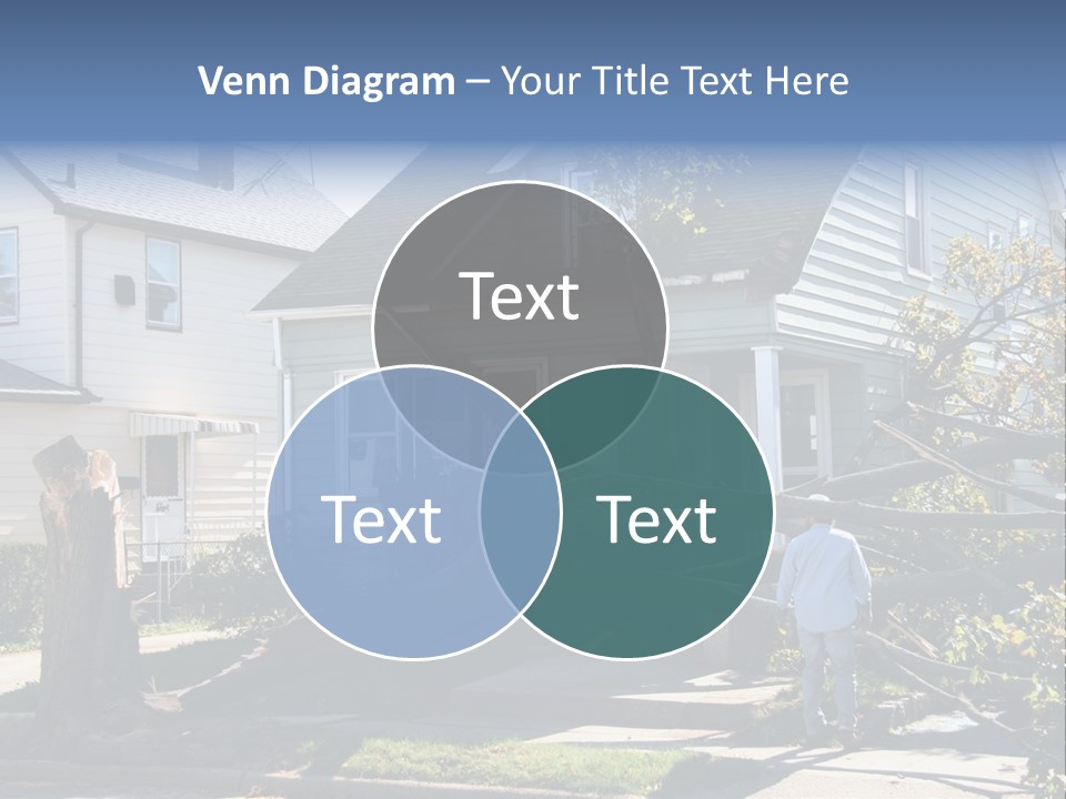 Damaged House From Tree Collapse Due To Storm PowerPoint Template