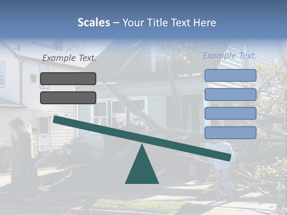 Damaged House From Tree Collapse Due To Storm PowerPoint Template