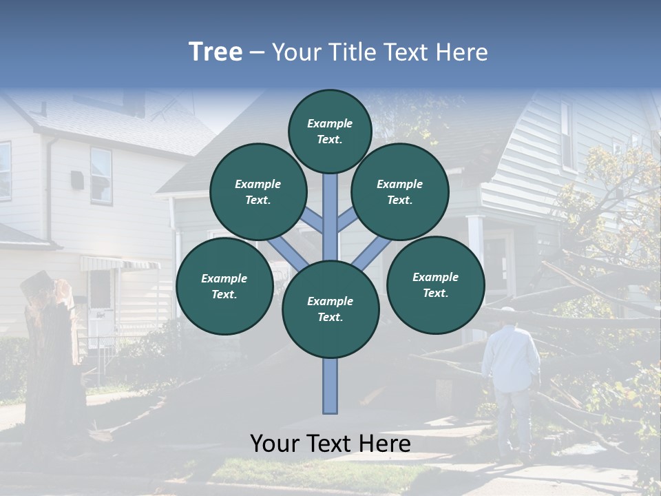 Damaged House From Tree Collapse Due To Storm PowerPoint Template
