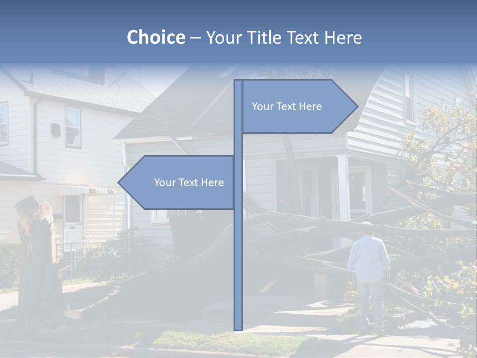 Damaged House From Tree Collapse Due To Storm PowerPoint Template