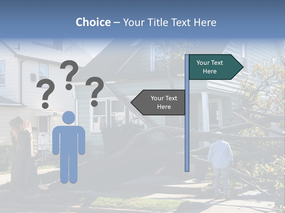 Damaged House From Tree Collapse Due To Storm PowerPoint Template