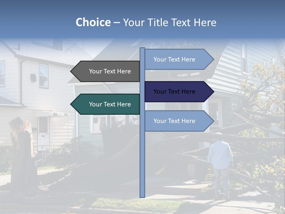 Damaged House From Tree Collapse Due To Storm PowerPoint Template