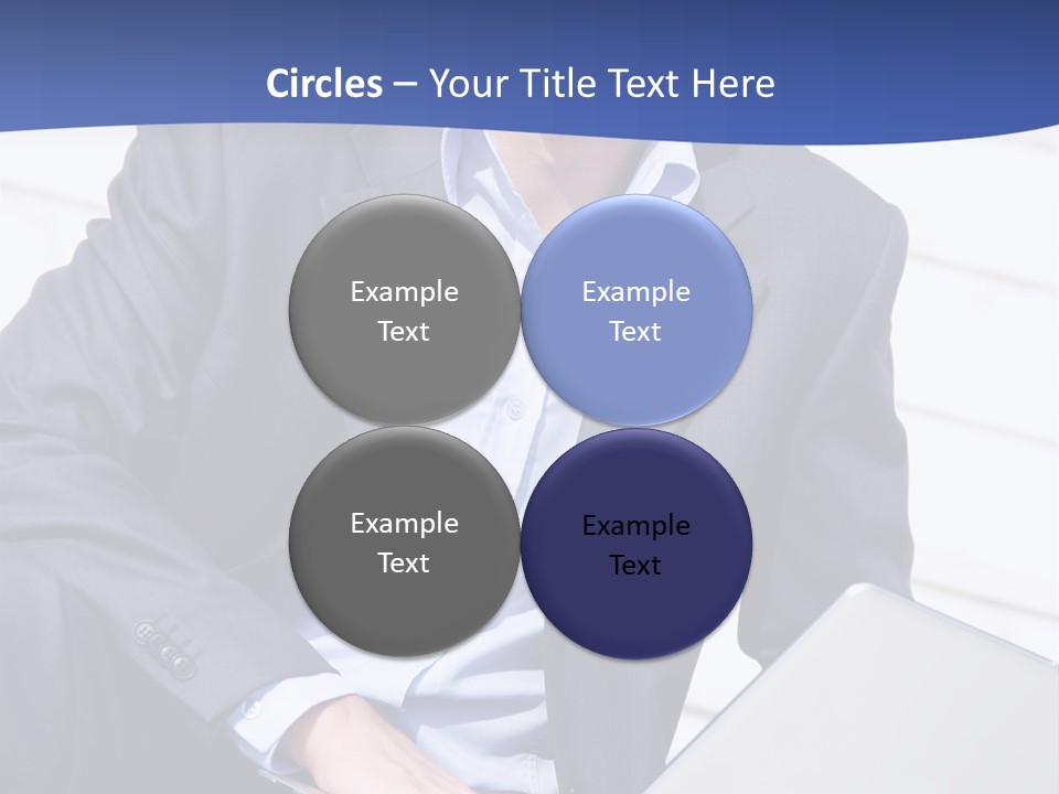 Yong Businessman Sitting On Stairs With Laptop PowerPoint Template