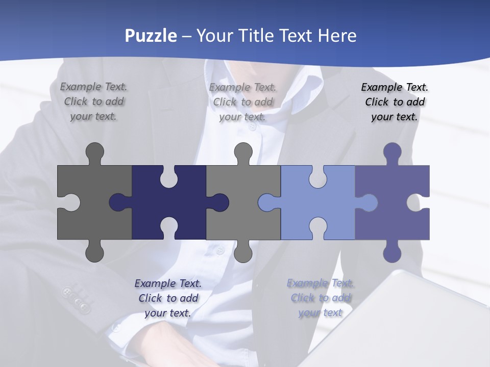 Yong Businessman Sitting On Stairs With Laptop PowerPoint Template