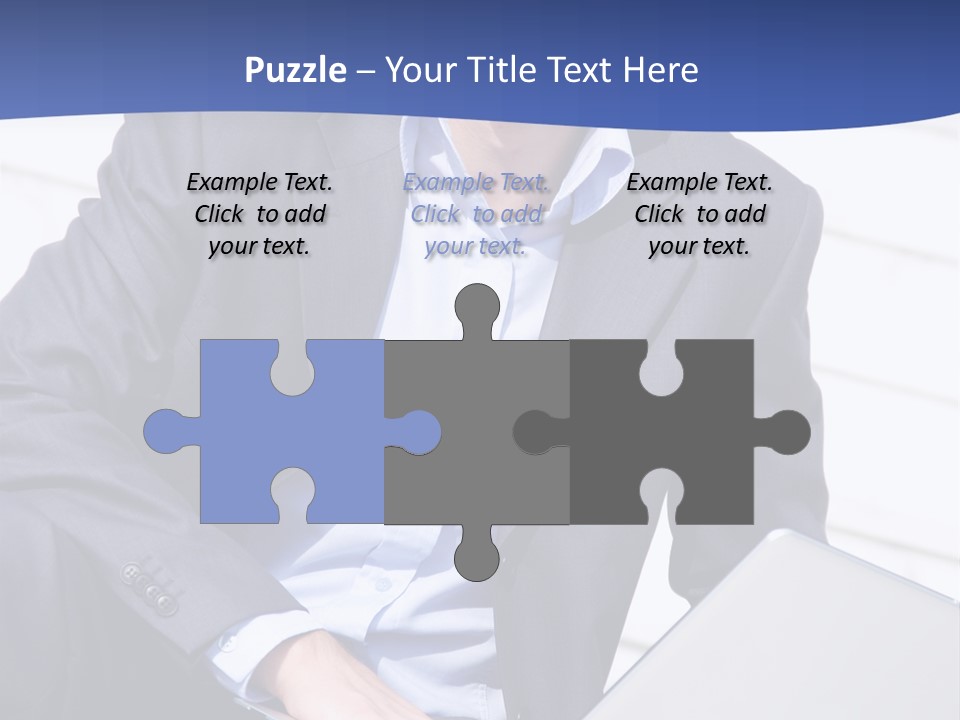 Yong Businessman Sitting On Stairs With Laptop PowerPoint Template