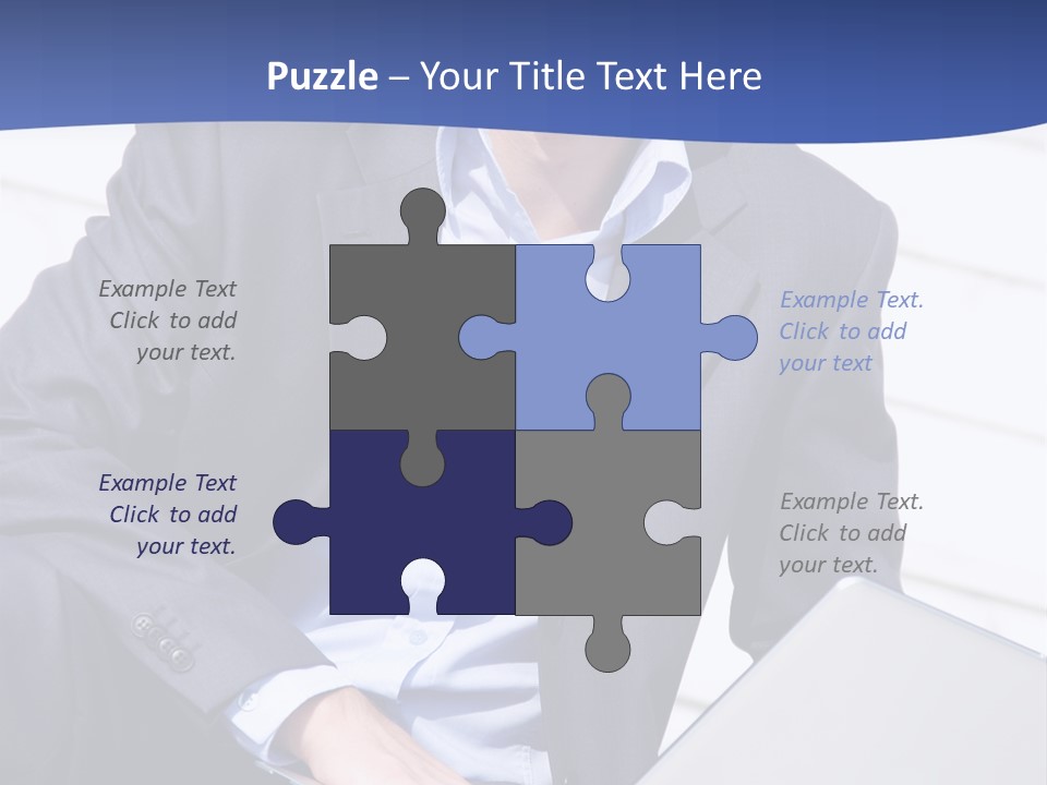 Yong Businessman Sitting On Stairs With Laptop PowerPoint Template