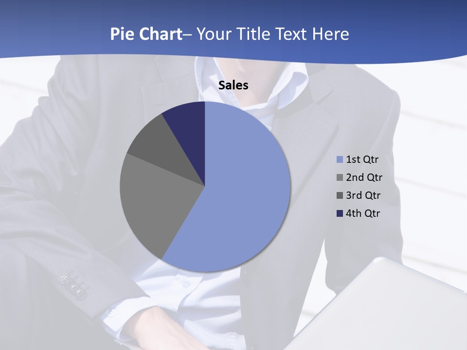 Yong Businessman Sitting On Stairs With Laptop PowerPoint Template