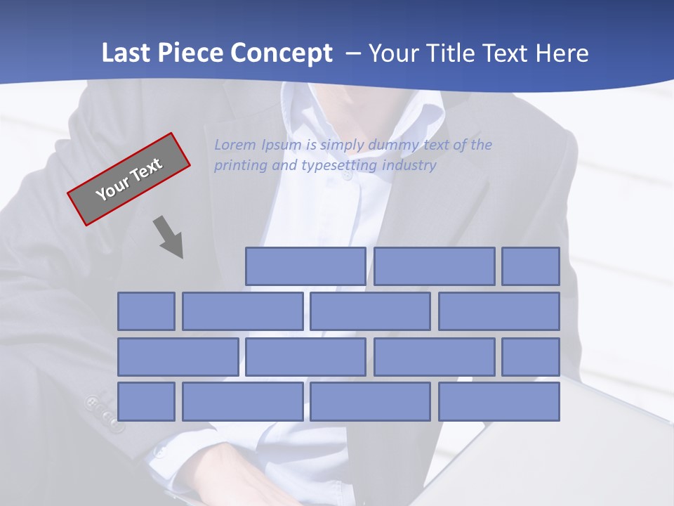 Yong Businessman Sitting On Stairs With Laptop PowerPoint Template