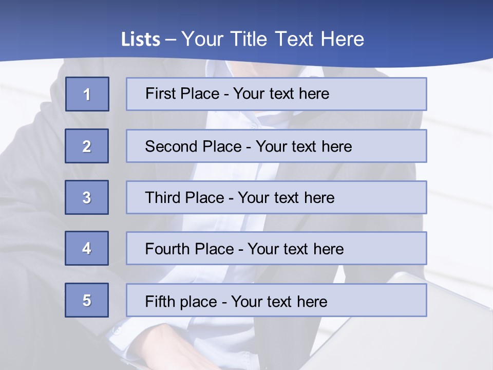 Yong Businessman Sitting On Stairs With Laptop PowerPoint Template