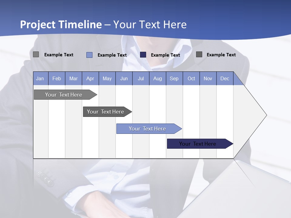 Yong Businessman Sitting On Stairs With Laptop PowerPoint Template