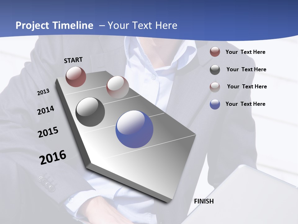 Yong Businessman Sitting On Stairs With Laptop PowerPoint Template