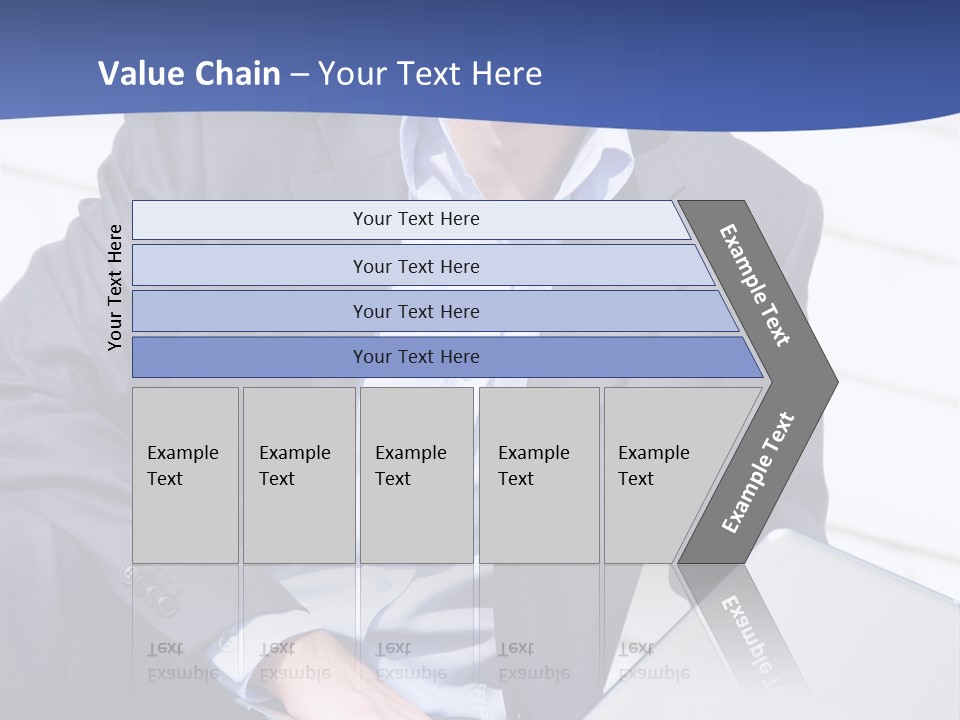 Yong Businessman Sitting On Stairs With Laptop PowerPoint Template