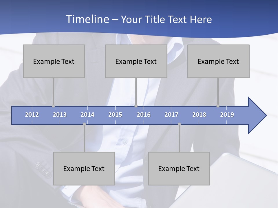 Yong Businessman Sitting On Stairs With Laptop PowerPoint Template
