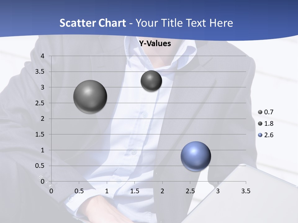 Yong Businessman Sitting On Stairs With Laptop PowerPoint Template