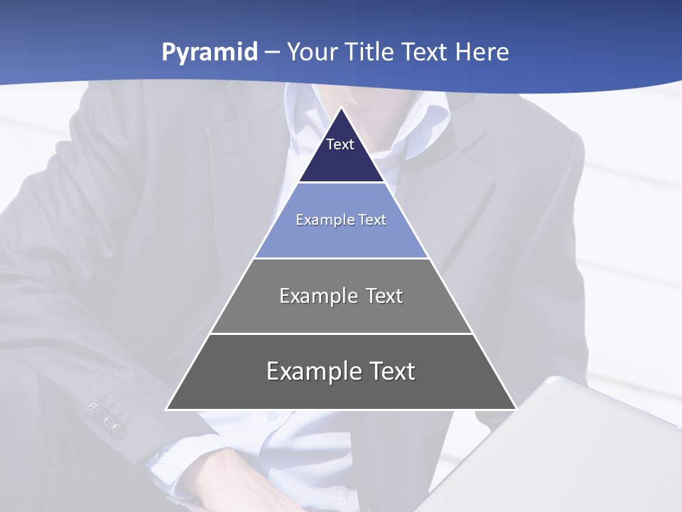 Yong Businessman Sitting On Stairs With Laptop PowerPoint Template